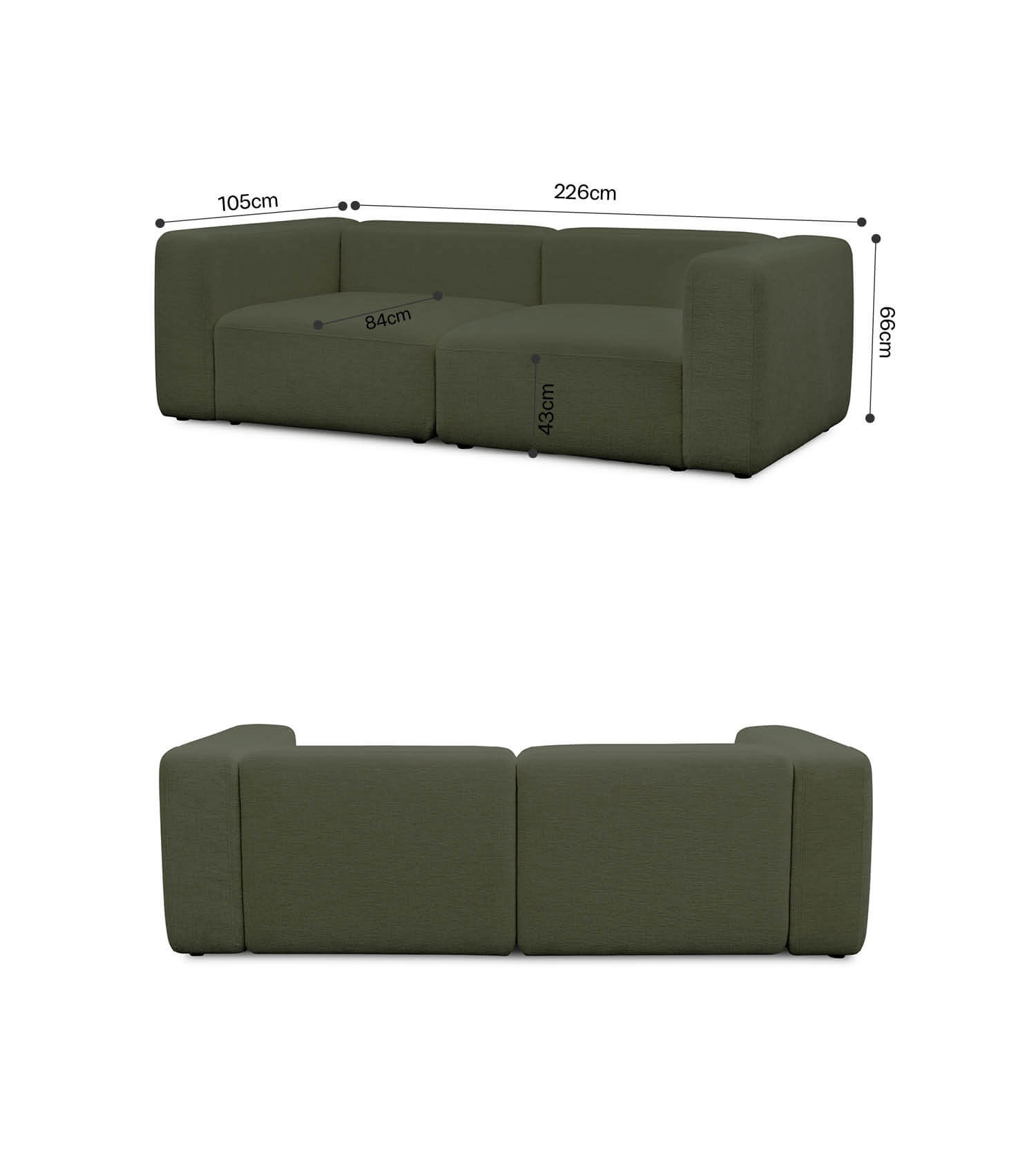 3-Sitzer Sofa 'Cubo' Sofa Cord Sofa Modulsofa Couch 3-Sitzer 'Cubo'