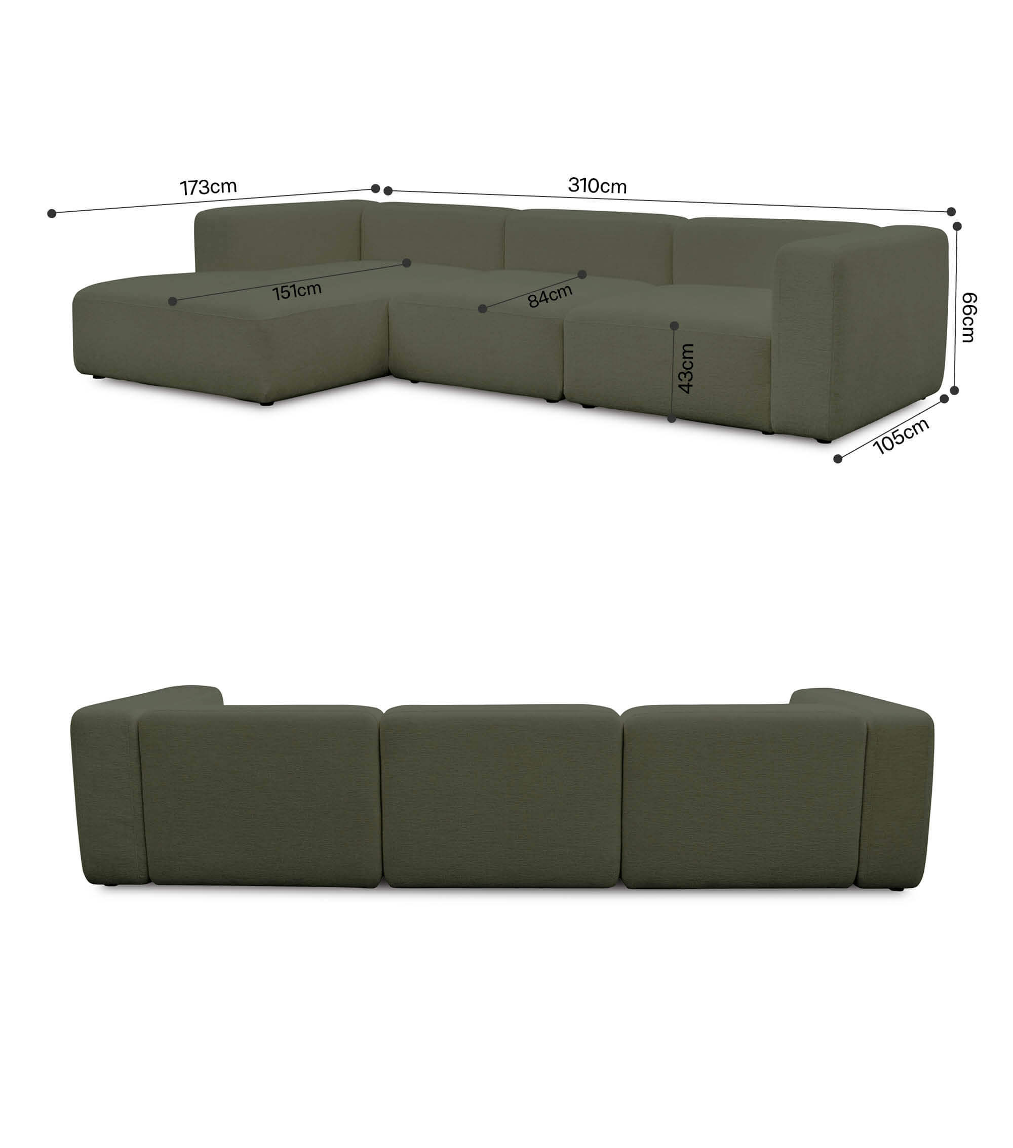 Ecksofa 4-Sitzer 'Cubo' (großes L) Ecksofa Cord Eckcouch Bigsofa 4-Sitzer Sofa 'Cubo'