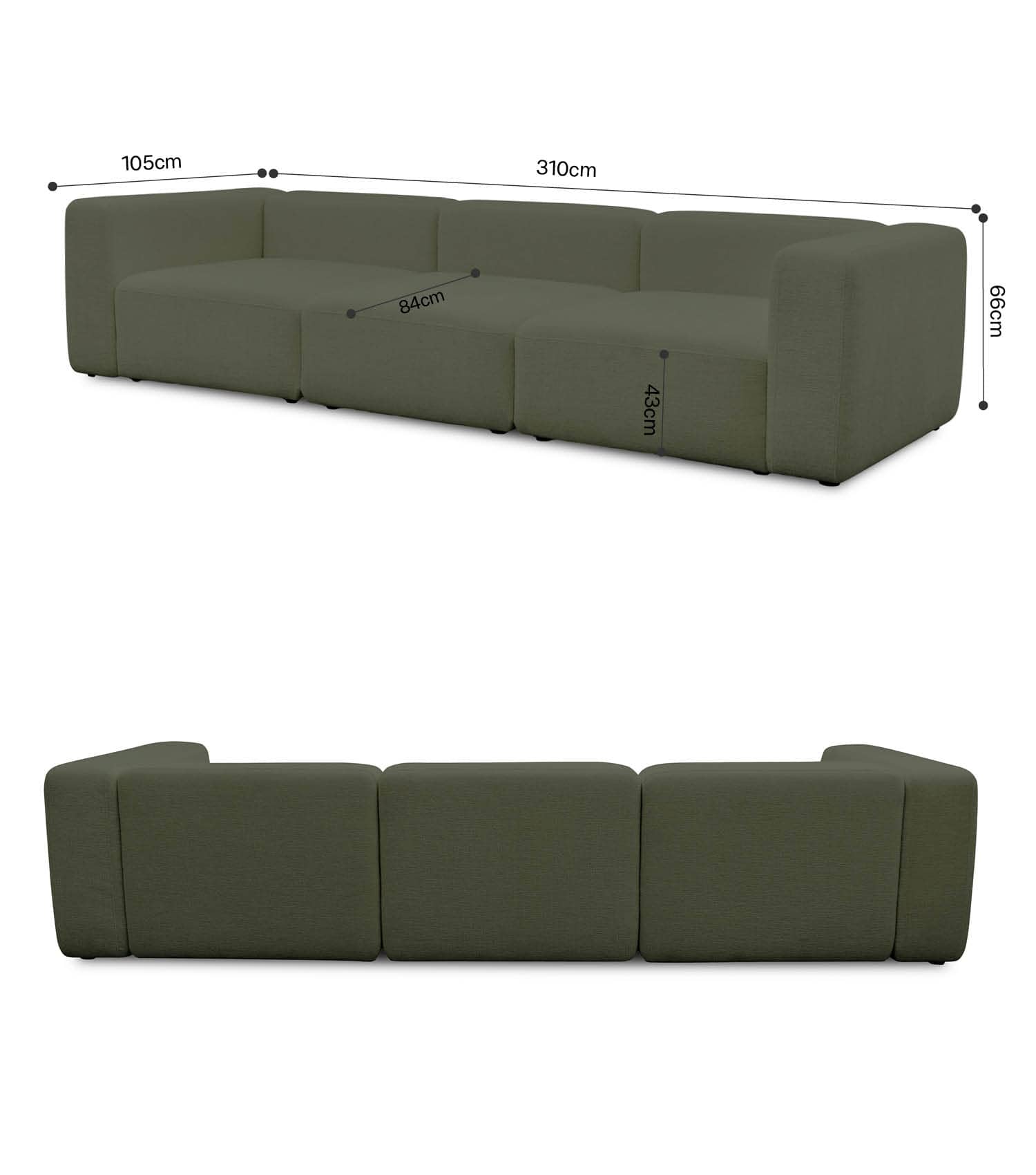 4-Sitzer Sofa 'Cubo' Sofa Bigsofa Cord Sofa 4-Sitzer Modulsofa 'Cubo'