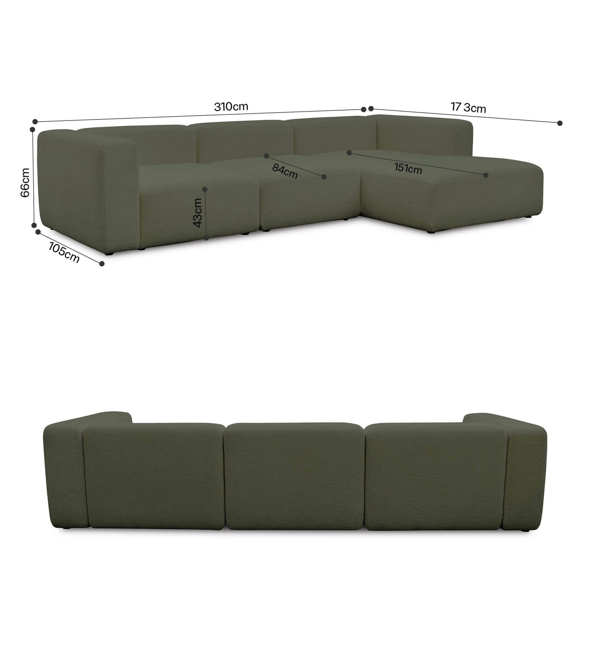 Ecksofa 4-Sitzer 'Cubo' (großes L) Ecksofa Cord Eckcouch Bigsofa 4-Sitzer Sofa 'Cubo'