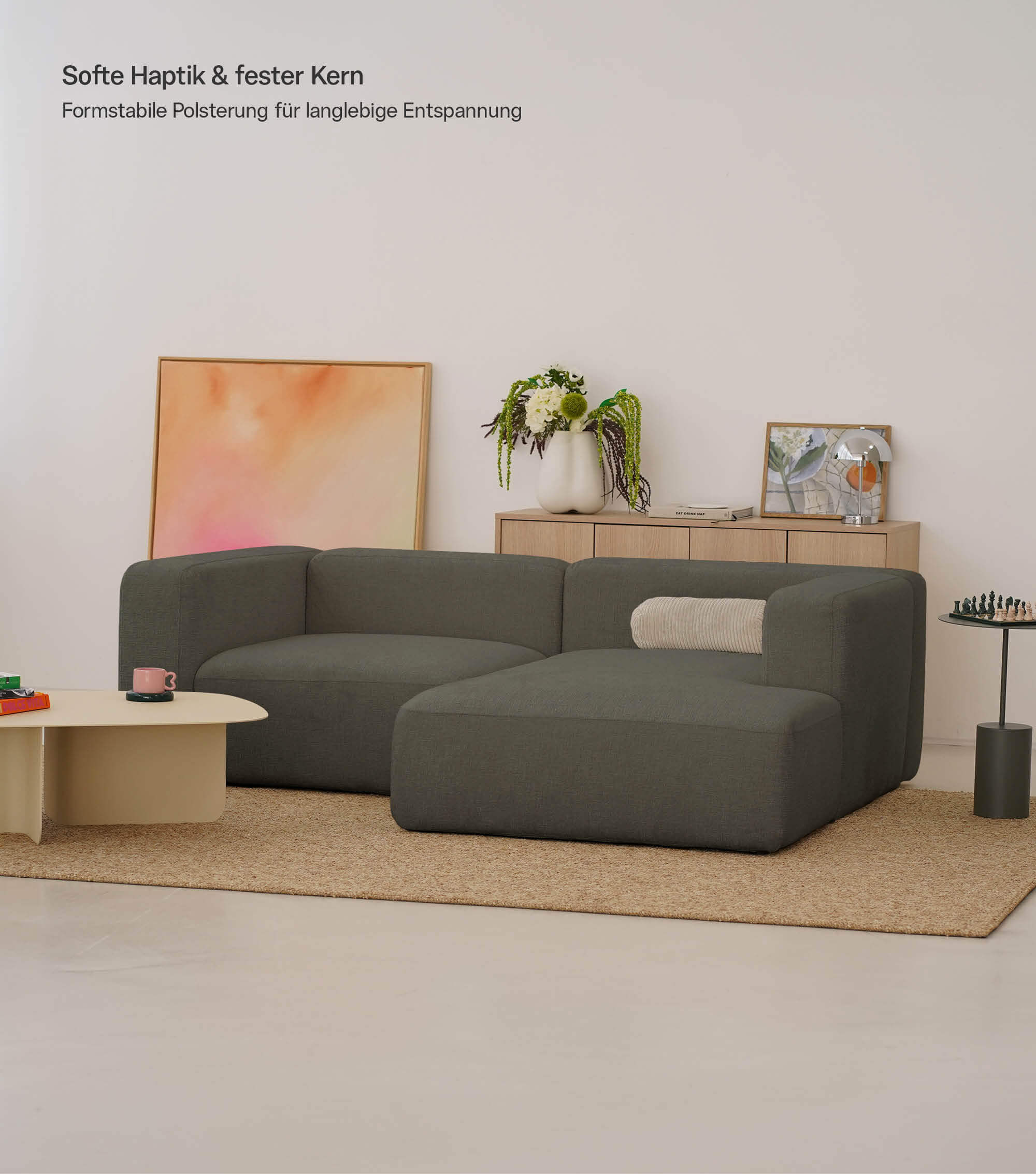 Ecksofa 3-Sitzer 'Cubo' (kleines L) Ecksofa Cord Eckcouch 3-Sitzer Sofa Modulsofa 'Cubo'