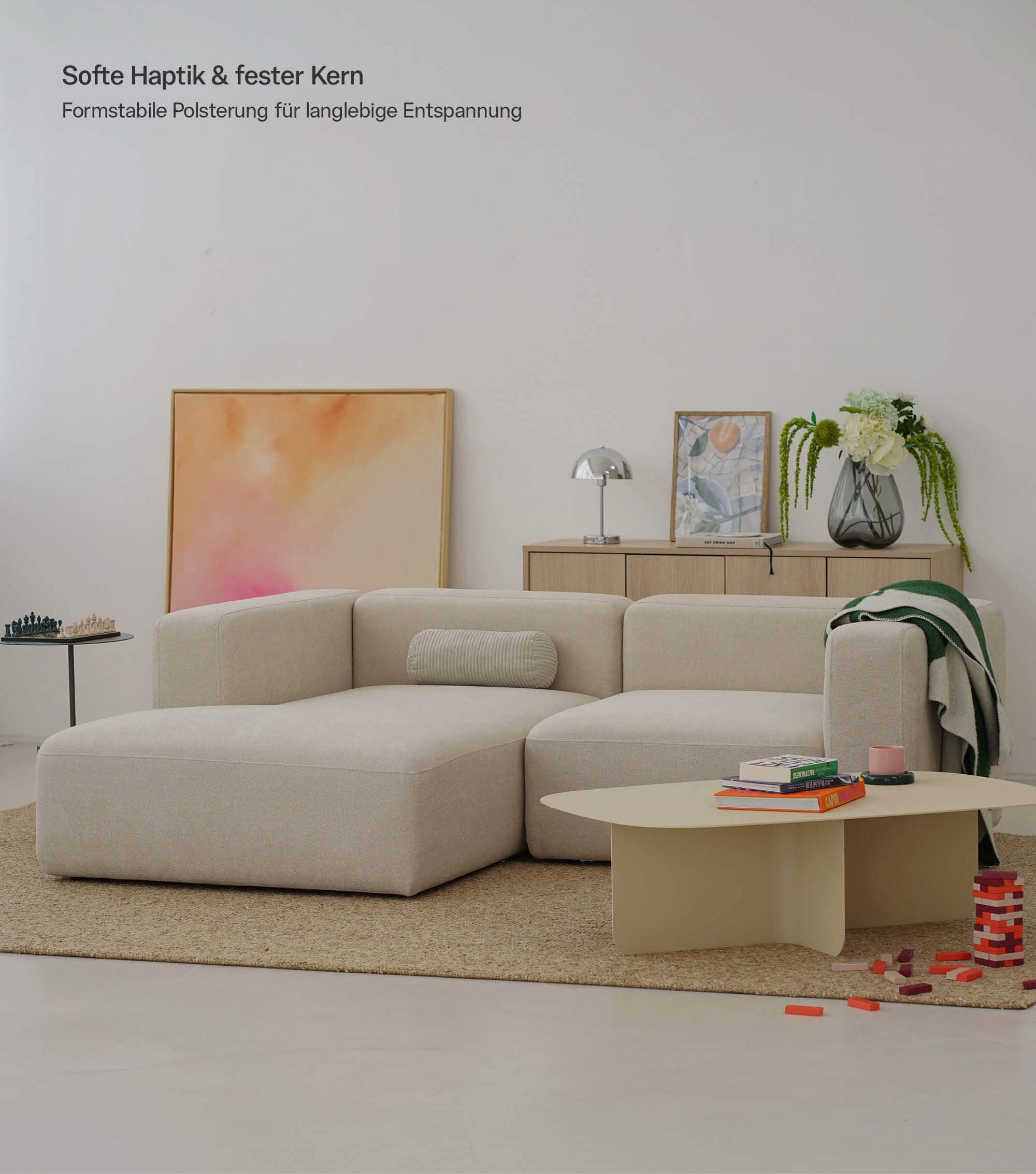 Ecksofa 3-Sitzer 'Cubo' (kleines L) Ecksofa Cord Eckcouch 3-Sitzer Sofa Modulsofa 'Cubo'