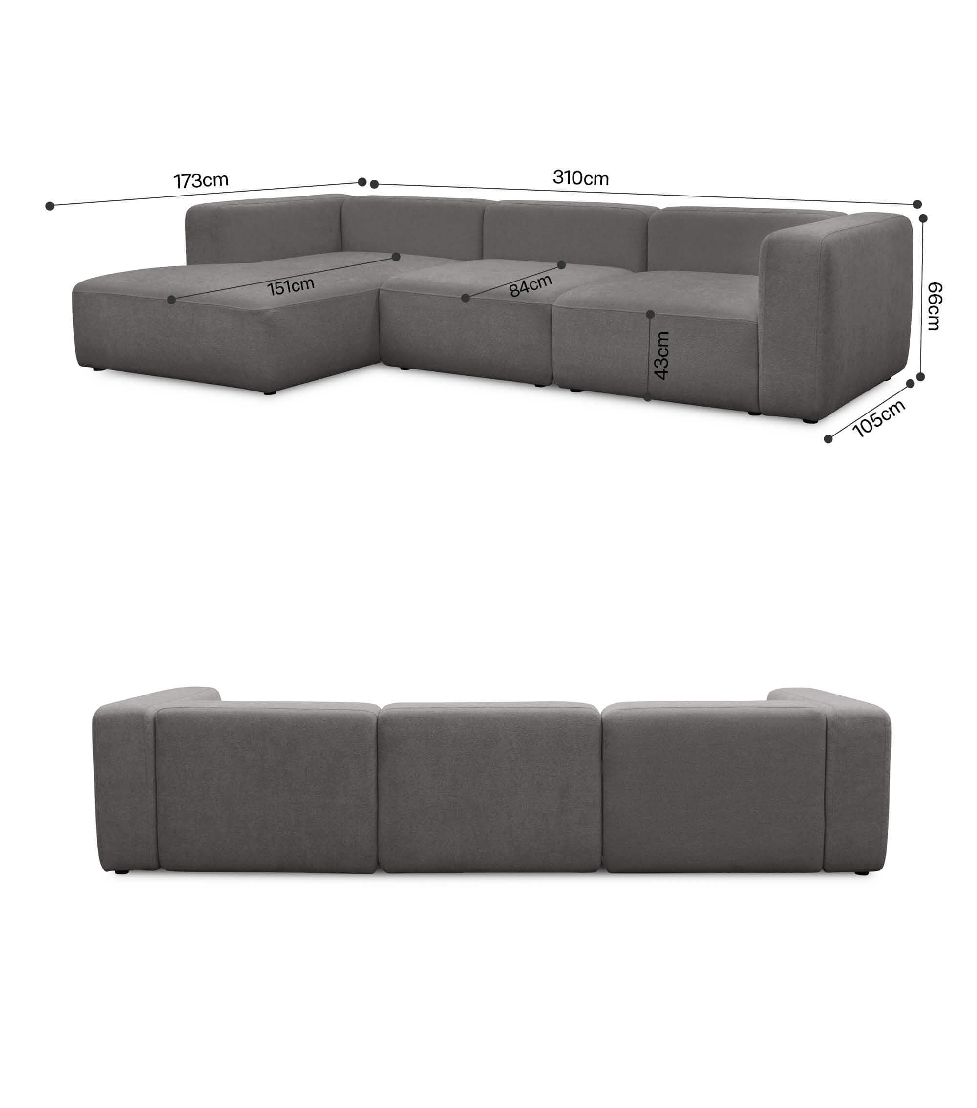Ecksofa 4-Sitzer 'Cubo' (großes L) Ecksofa Cord Eckcouch Bigsofa 4-Sitzer Sofa 'Cubo'