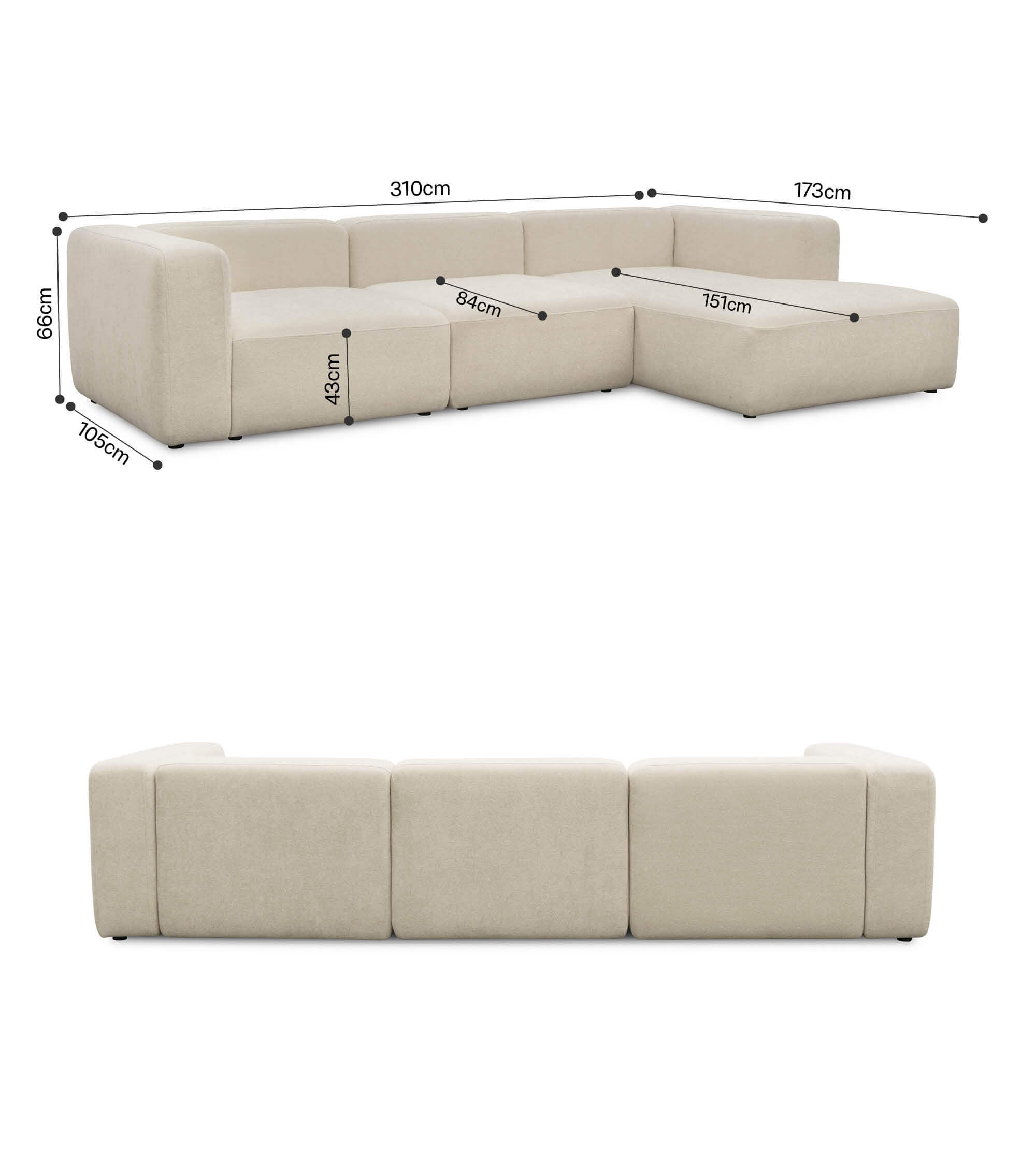 Ecksofa 4-Sitzer 'Cubo' (großes L) Ecksofa Cord Eckcouch Bigsofa 4-Sitzer Sofa 'Cubo'