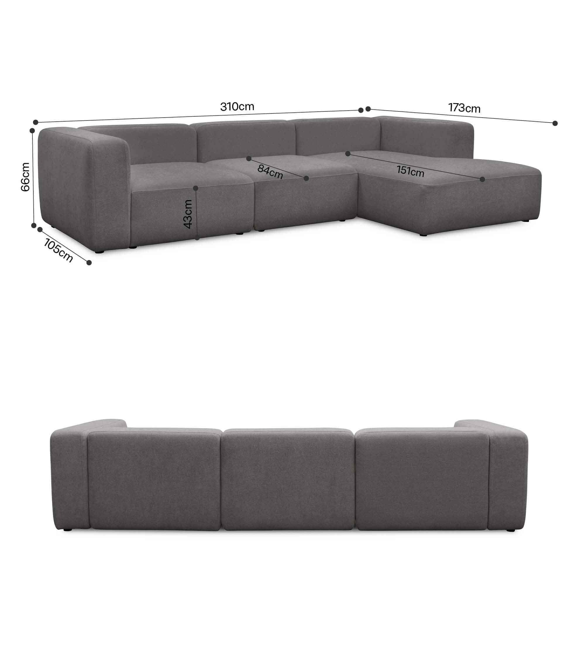 Ecksofa 4-Sitzer 'Cubo' (großes L) Ecksofa Cord Eckcouch Bigsofa 4-Sitzer Sofa 'Cubo'