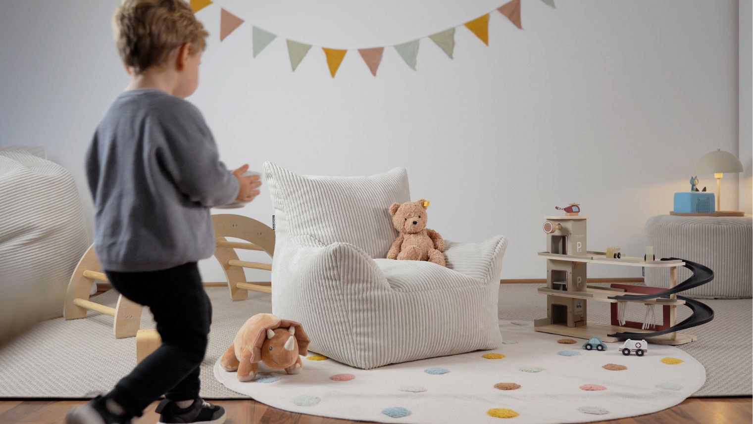 Kindersitzsack aus Cord in Beige