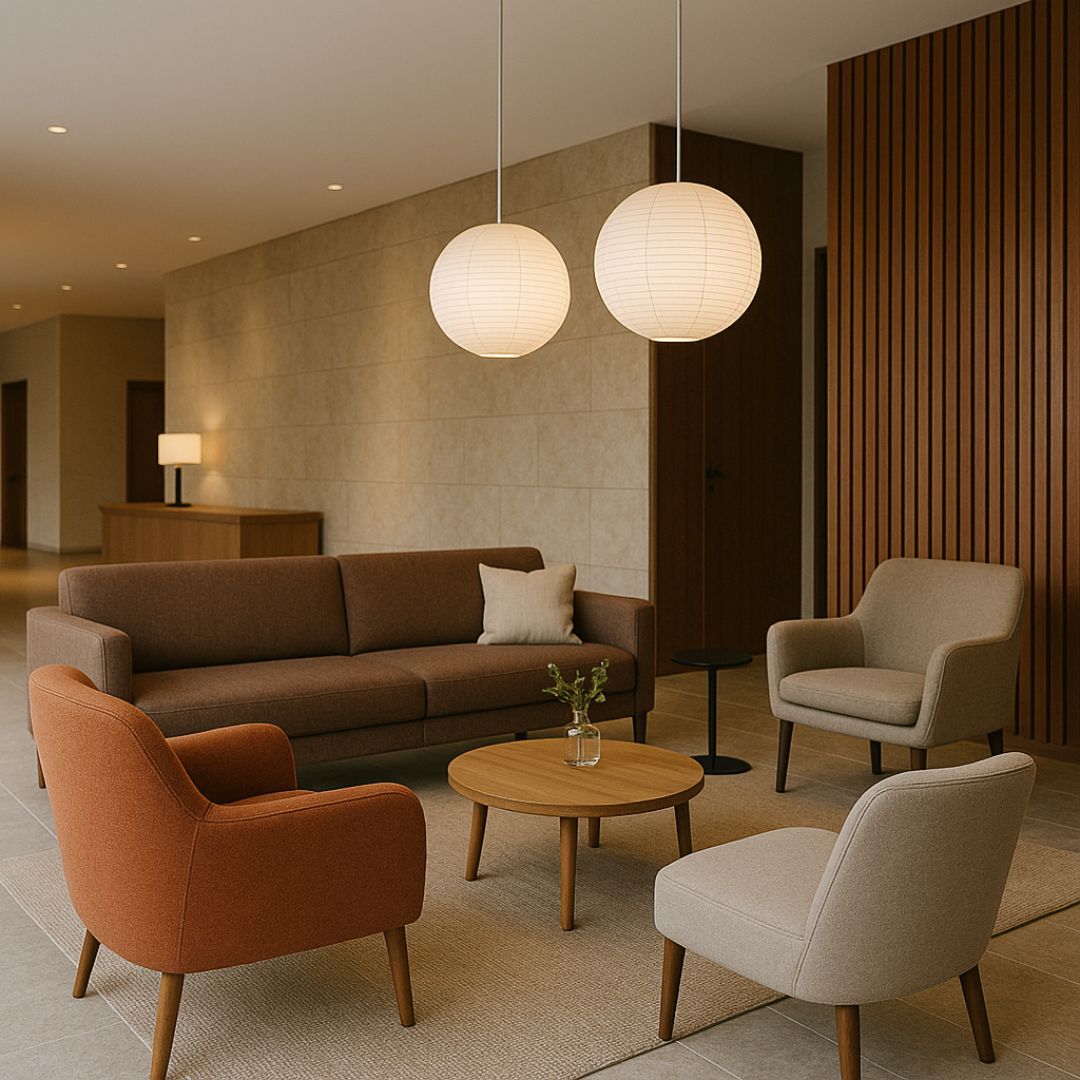 Hotel Lobby Sofa mit Sesseln in einer Sitzecke 