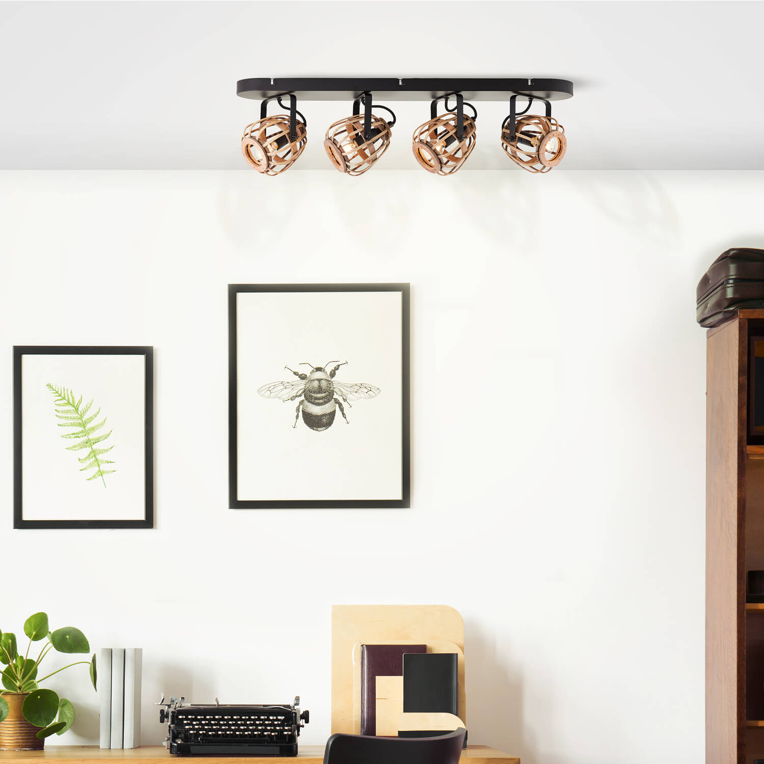 Deckenlampe Boho Style Rattan 'Die Natürliche' dimmbarer Deckenstrahler 