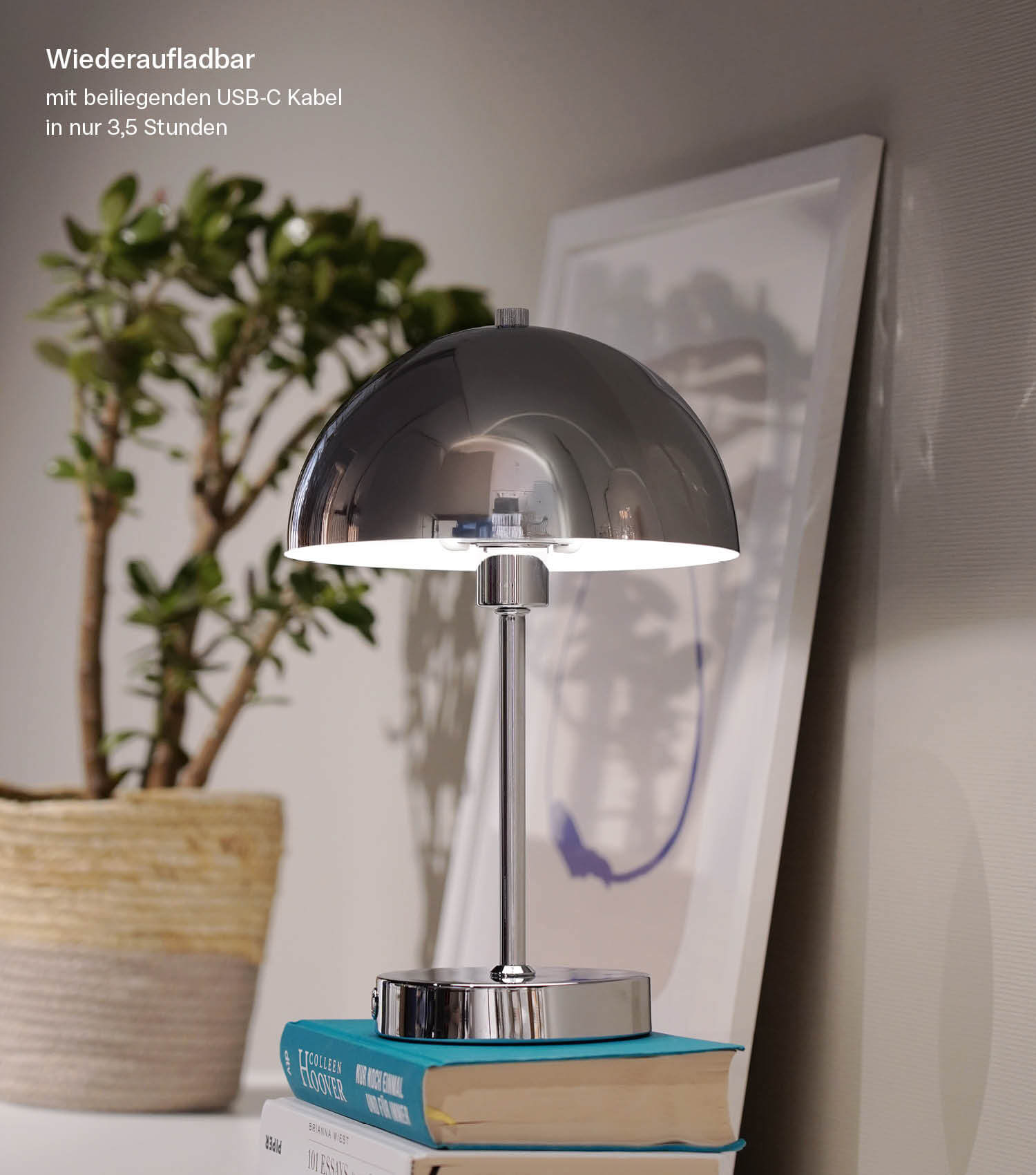 Tischlampe kabellos Akku Tischleuchte dimmbar aufladbar Nachttischlampe