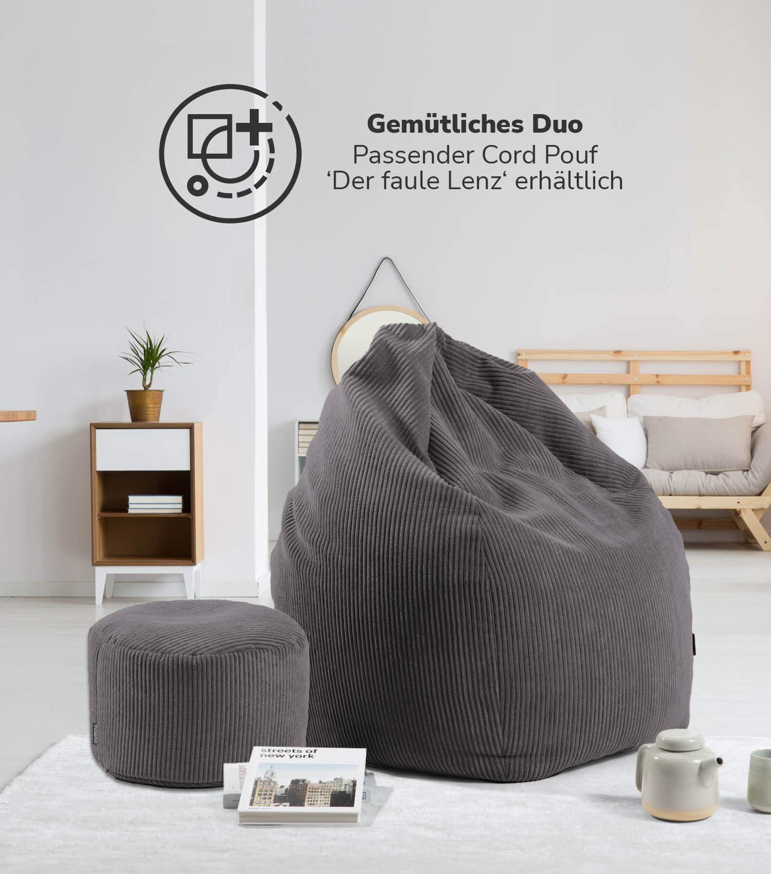 Sitzsack Bean Bag Sitzkissen Cord Bodenkissen BeanBag Sitzsack Kinder