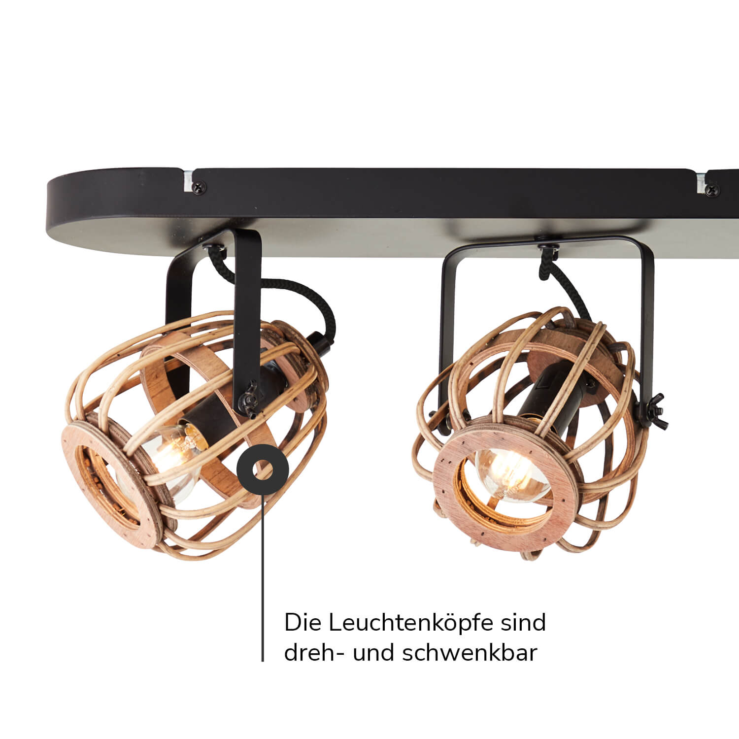 Deckenlampe Boho Style Rattan 'Die Natürliche' dimmbarer Deckenstrahler 