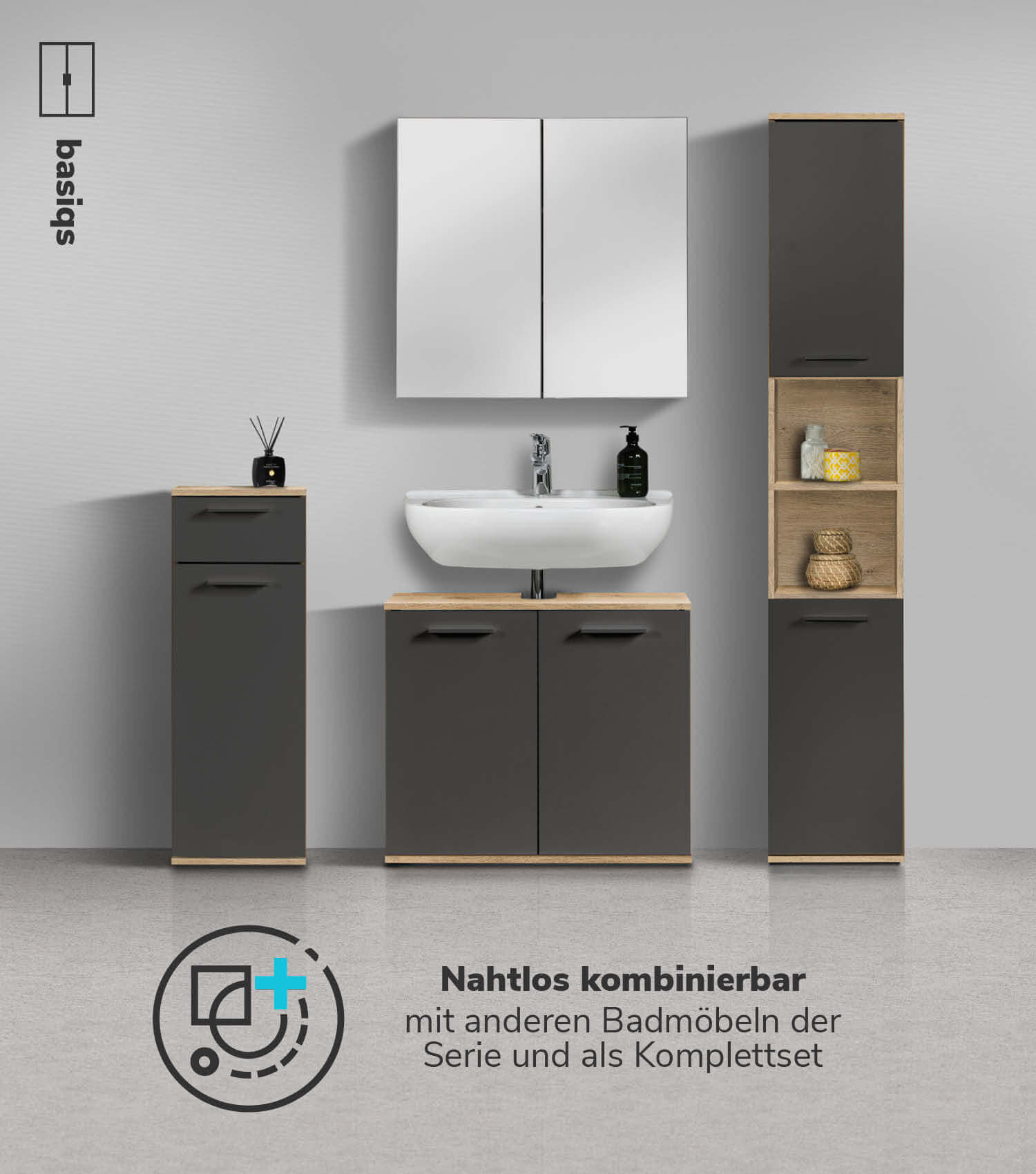 Bad-Hochschrank Badezimmerschrank Badschrank Badezimmerregal Schrank