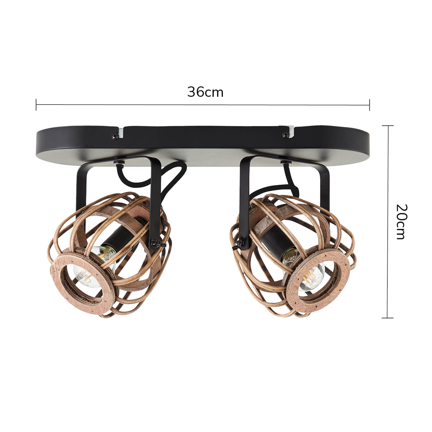 Deckenlampe Boho Style Rattan 'Die Natürliche' dimmbarer Deckenstrahler 
