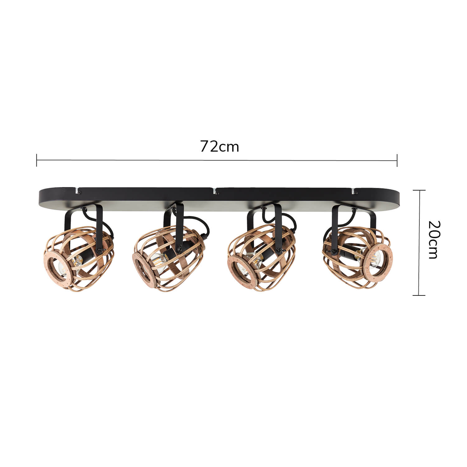Deckenlampe Boho Style Rattan 'Die Natürliche' dimmbarer Deckenstrahler 
